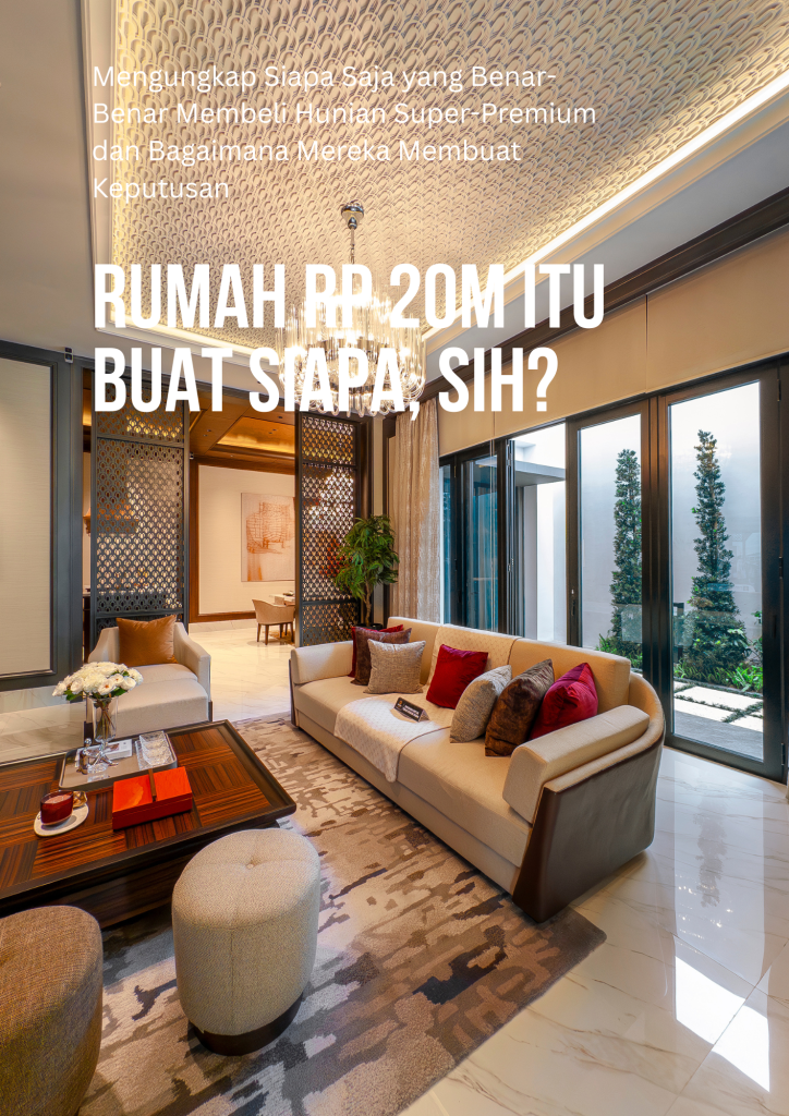 Living room Matera Signature yang difoto oleh Desky Property, menampilkan ruang keluarga luas dengan desain minimalis-luxurious. Sofa premium berwarna netral, pencahayaan natural dari jendela besar, detail furnitur elegan, serta perpaduan material kayu dan marmer yang menciptakan suasana hangat dan eksklusif.