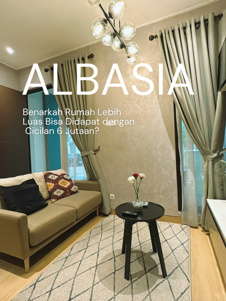 Living room modern Cluster Albasia Phase 2 dengan desain minimalis terang, dilengkapi sofa empuk, furnitur kayu elegan, dan pencahayaan natural, difoto oleh Desky Property